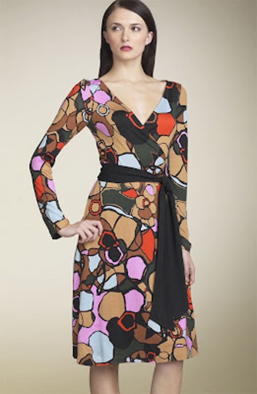 Diane von Furstenberg Carmelita 100% Silk Wrap Dress – Long Sleeve, Size 6